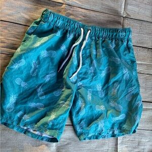 Teal Pineapple Print Men's Swim Shorts size medium